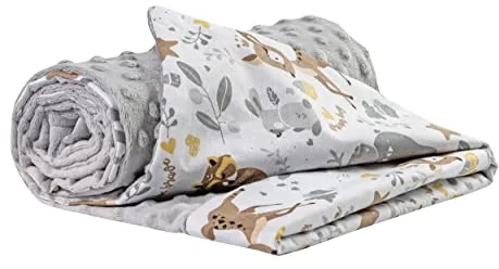 Medi Partners Manta para Bebe 75x100cm Mantas Recien Nacido Mantita Bebes 100% Algodon Verano Bebés Minky Universal Confortable (Ciervo con Minky Gris)