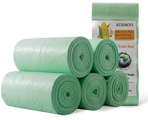 AURMOO Bolsas de Basura 60L, Bolsas de Basura Biodegradables, Müllbeutel, Bolsa de Residuos Biológicas, Bolsa de Cocina, 50 Pièces(W60xH80cm,Verde)