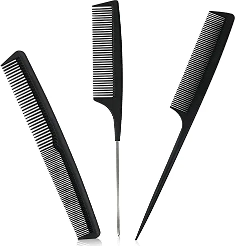 Sularpek Peine de Fibra de Carbono - 3 Piezas Para Peluquería Profesional y Barbería - Antiestático y Resistente al Calor Para Hombres y Mujeres