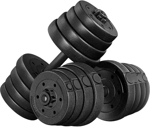 Yaheetech Mancuernas Ajustables 2x15 kg Pesos Fitness Entrenamiento con Barras de Acero y Discos Juego de Pesas Musculacion con Cerraduras de Estrella