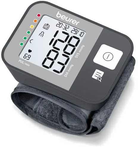 Beurer BC 27 Tensiómetro de muñeca con detección de arritmias, indicador de riesgo en color, muñeca 14-19,5 cm, producto médico, transferencia de datos a Apple Health