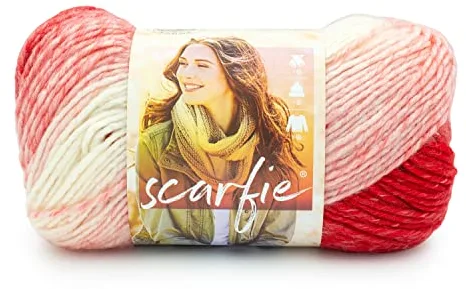 Lion Brand Yarn - Ovillo de lana, mezcla de lana, rojo/crema, 1 paquete