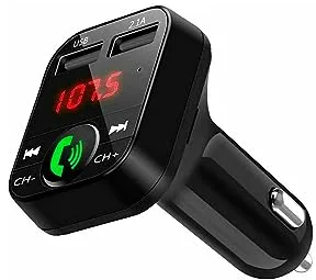 NK Transmisor FM Bluetooth V5.0 para Coche Y Camión 12/24V-Manos Libres,Reproductor Música +EDR,Adaptador Radio Receptor,Doble Puerto USB Carga Rápida 2.1A,NK-FM2102