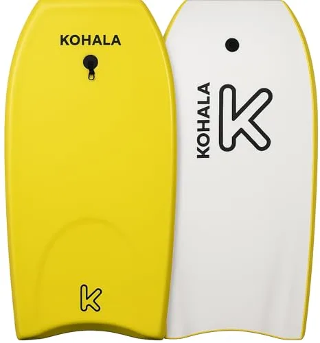 KOHALA Tabla Bodyboard Unisex Amarillo 40/41 Pulgadas | Tabla Bodyboard para Jóvenes y Adultos | Estable para Olas de Todos los Tamaños | Incluye Correa de Seguridad (41")