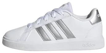 adidas Grand Court Lifestyle Tennis Lace-Up Shoes, Zapatillas de Tenis Unisex niños, White Matte Silver Matte Silver, 28 EU