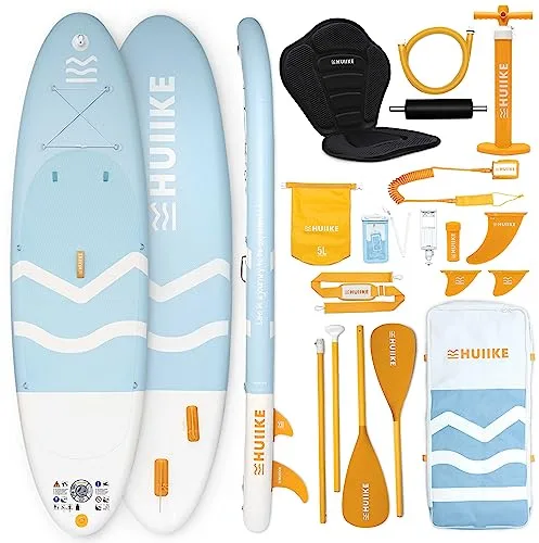 HUIIKE Tabla Paddle Surf Hinchable con Accesorios Incluidos, Remo, Quillas, Inflador. Stand Up Paddle Board Gran Estabilidad y Resistencia. 305 x 84 x 15 cm, Soporta hasta 130 kg