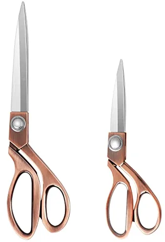 KUONIIY Tijeras de costura de alta resistencia 20 cm +26 cm - Tijeras profesionales de corte de cobre de acero inoxidable para tela cuero sastrería artistas estudiantes modistas.