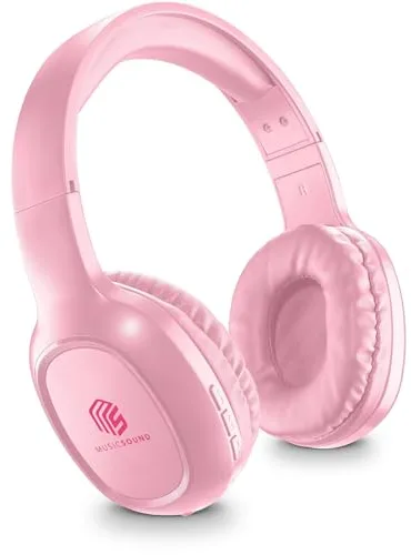 Music Sound | Headband Bluetooth Basic | Audífonos Auriculares Stereo Supraaurales Bluetooth Expandibles con Control Remoto - Batería 14 Horas - Standby 120 Horas - Recarga 2 Horas - Rosa