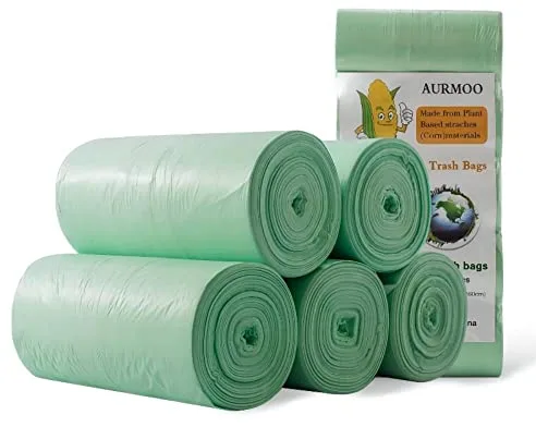 AURMOO Bolsas de Basura con Asa 10L, Bolsas de Basura Biodegradables, Müllbeutel, Bolsa de Residuos Biológicas, Bolsa de Cocina, 180 Pièces(W45xH60cm,Verde)
