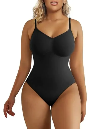 SHAPERX Body Moldeador Mujer Shapewear Fajas Reductoras Control de Abdomen Bodysuit lnvisible Posparto, UK-SZ5215-Black-XXS/XS