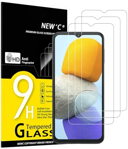 NEW'C 3 Piezas, Protector Pantalla para Samsung Galaxy M13 y M23 5G, Cristal templado Antiarañazos, Antihuellas, Sin Burbujas, Dureza 9H, 0.33 mm Ultra Transparente, Ultra Resistente