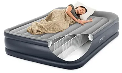 Intex 64136 Deluxe Pillow Rest Colchón Hinchable Doble, con Tecnología Fiber-Tech, de la Línea Dura-Beam Plus, Medidas 152x203x42 cm, Peso Máximo 272 kg