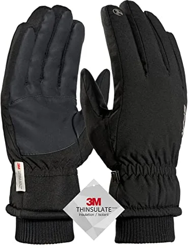 Guantes Invierno Sin Dedos Térmicos Táctiles - Para Hombre y Mujer, Gimnasio, Trabajo, Moto, Esquí, Senderismo y Ocio al Aire Libre - Calefactables para Frío - Negro L