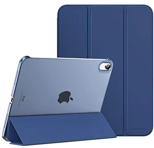 MoKo Funda para iPad (A16) 11ª Generación 2025 11 Pulgadas, iPad 10ª Generación 2022 10,9 Pulgadas Carcasa Trasera Translúcida Delgada de PC Soporte Plegable Cubierta, Azul Marino
