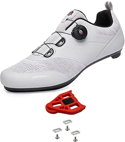 ARTVEP Zapatos de Ciclismo para Hombre y Mujer, Bicicleta de Carretera Instalación Compatible SPD SPD-SL Look Delta Pedal,Parte Superior Transpirables Gris EU 44