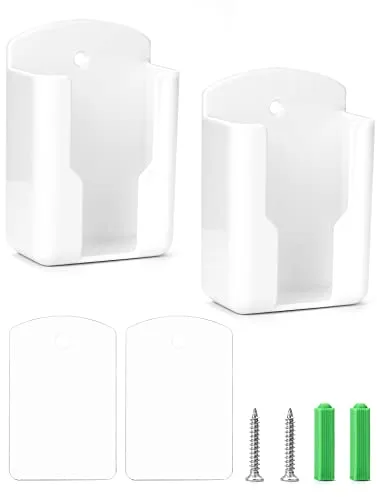 QWORK® 2 Piezas Organizador Mando a Distancia, Soporte Mando de Pared con Adhesivo y Tornillos, Tamaño Interior: 63 mm x 30 mm x 100 mm (Largo x Ancho x Alto)