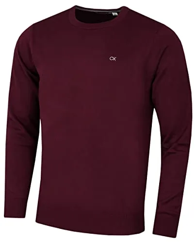 Calvin Klein Hombre Crew Cuello Soft Algodón Suéter - Borgoña Francesa - L