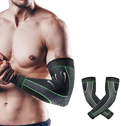 1 Paar Sport Coderas deportivas Compress coderas para tendinitis para Hombre Mujer Manguitos Ciclismo Manga de Compresión para Soporte de Codo para Epicondilitis,Artritis,Golfista,Tenista,Fitness