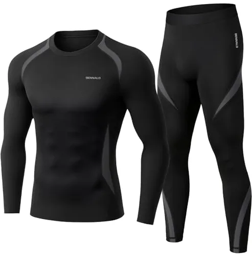 BENNALD Ropa Interior Térmica Hombre para Hombre, Ropa Interior Térmica de Invierno Ropa Interior Funcional Camiseta Térmica Hombre Deportes Gris M