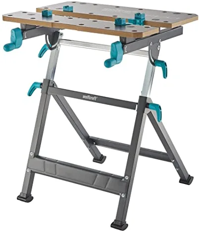 wolfcraft Mesa de Trabajo y sujeción Master 650 Ergo I 6870000 I La Mesa de Trabajo y sujeción con Altura Regulable