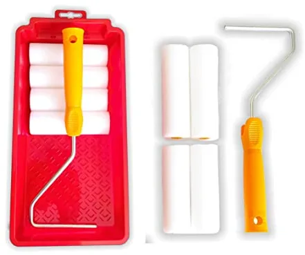 Quercos Kit Rodillo Espuma 11 cm con Bandeja – 4 Recambios Poro 0 para Esmalte al Agua, Barniz y Pintura en Metal o Madera