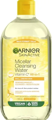 Garnier Agua Micelar con Vitamina C, Limpia, Desmaquilla e Ilumina la Piel Apagada, Fórmula Hipoalergénica, 700 ml