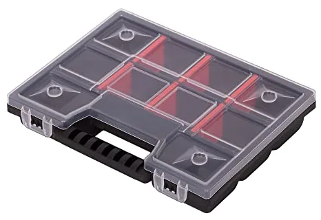 Mivos Caja de surtido de 8" para accesorios y piezas pequeñas, caja de tornillos con 11 compartimentos para almacenamiento, pequeña caja de 195 x 155 x 35 mm, caja de clasificación
