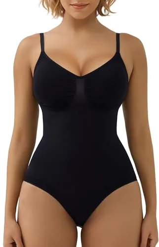 SHAPERX Body Moldeador Mujer Shapewear Fajas Reductoras Control de Abdomen Bodysuit lnvisible Posparto, UK-SZ5213-Black-L/XL