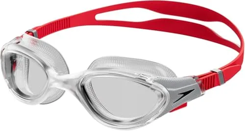 Speedo Unisex Gafas de natación Biofuse 2.0 | Ajuste fácil patentado | Antivaho | Sin goteos | Ajuste optimizado | Más comodidad Fed Red/Silver/Clear One Size