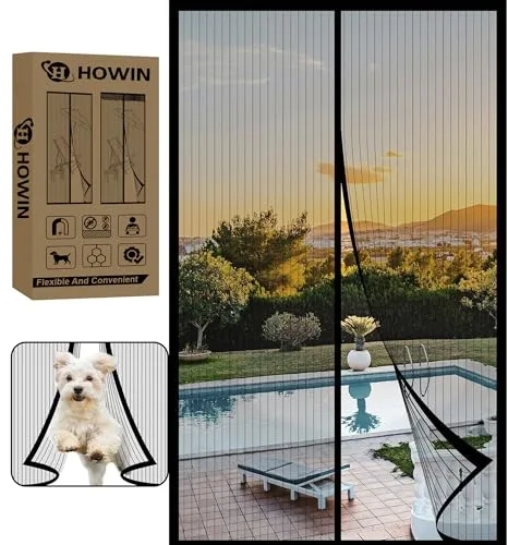 Mosquitera Puerta Magnetica 90x210CM, Cortinas Antimoscas Puerta Exterior con Iman, Cortina Contra Mosquitos con Imanes, Cortinas Antimosquitos para Puertas Exteriores, Fly Curtains for Door(Negro)