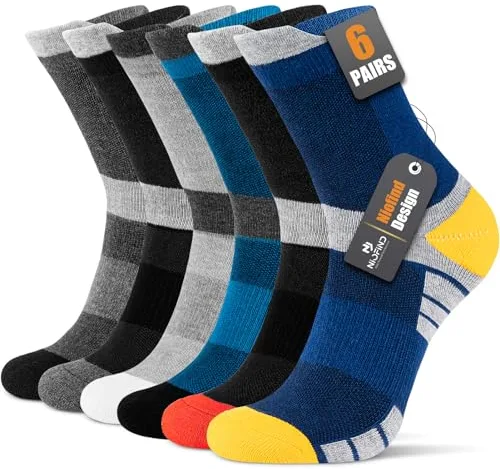 Niofind Calcetines Hombre, 6 Pares Calcetines Deporte Algodon, Anti-Ampollas, Anti-Olor, Absorbentes De Sudor, Transpirables, Calcetines Running Con Acolchado Para Correr, Trabajo, Ciclismo