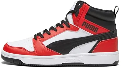 PUMA Rebound V6, Zapatillas Unisex adulto, Puma White Puma Black For All Time Red, 42.5 EU