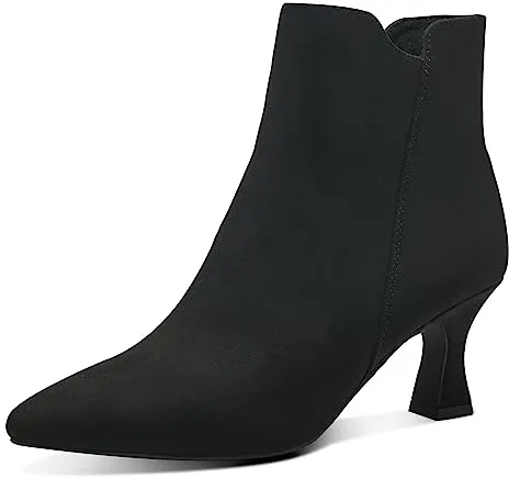 MARCO TOZZI Botines de mujer con cremallera con tacón puntiagudo, Negro, 38 EU