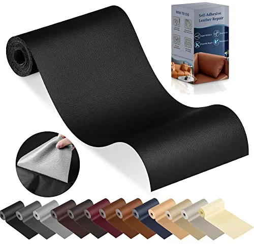 YAFLC Parche Adhesivo de Cuero Negro, 10x160cm, para Reparación de Sofá, Asiento de Coche, Muebles y Chaquetas - Polipiel Adhesiva