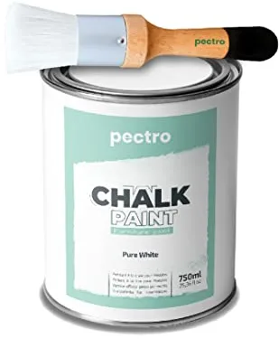 PECTRO Pintura a la Tiza 750ml para Muebles sin lijar -Chalk Paint Efecto Tiza (Blanco Puro)