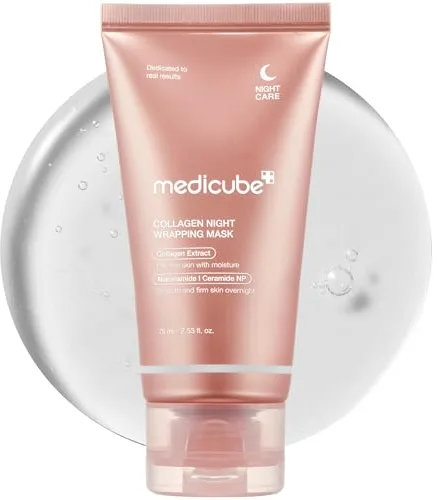 Medicube Crema de envoltura nocturna de colágeno para elasticidad e hidratación - máscara de sueño de tratamiento facial para la noche con película de envoltura de colágeno para renovar la piel y