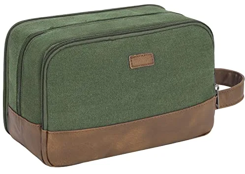 WANDF Neceser de Viaje para Hombre Bolsa de Aseo Colgante Organizador Aseo Lona Bolsa Afeitado Resistente al Agua Neceser Aseo(Verde)