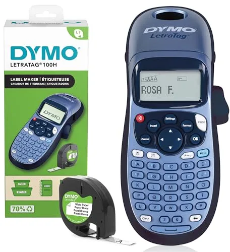 DYMO LetraTag LT-100H etiquetadora | Impresora de etiquetas portátil | Teclado ABC / Pantalla LCD de 13 caracteres | Perfecta para la oficina o para el hogar