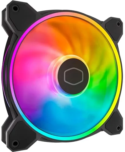 Cooler Master MasterFan MF140 Halo2 ARGB – Ventilador de Caja y Refrigerador, Doble Anillo Iluminación ARGB, Rodamiento Rifle, Aspas Air Balance con Sensor de Protección y Driver IC Actualizado, 140mm