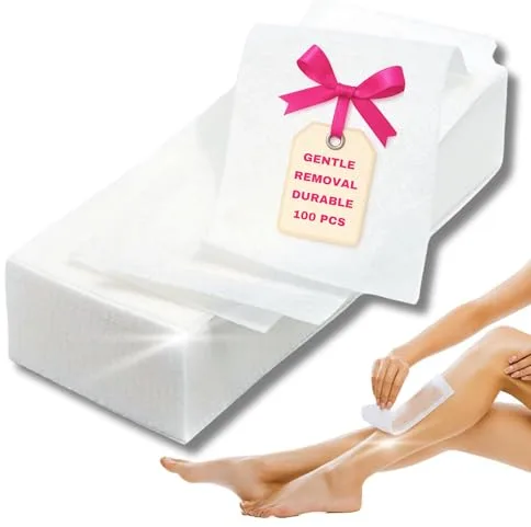 LALILL Tiras de Vellón 100 Unidades para Depilación - Cera Tibia y Pasta de Azúcar Cara - Depilación Corporal con Wax, blanco