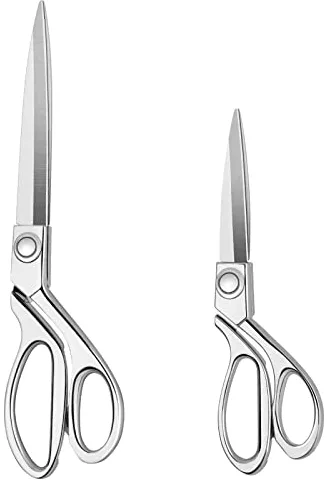 KUONIIY Tijeras de costura de alta resistencia 20 cm +26 cm - Tijeras profesionales de corte de acero inoxidable para tela cuero sastrería artistas estudiantes modistas