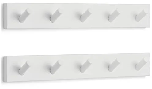 LARHN Perchero Pared Blanco (2 uds.) - 5 Colgadores - 43 cm - Percheros Pared de Diseño para Recibidores, Entradas, Dormitorios Modernos, Habitaciones Infantiles y Baños
