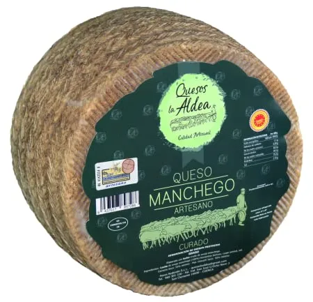 QUESOS LA ALDEA | Queso Manchego Artesano Curado de Oveja D.O. La Mancha | Pieza Pequeña 1 kg | Queso de Oveja Curado Gourmet | Ideal para Regalo, celebraciones, Cestas Gourmet y Packs Degustación