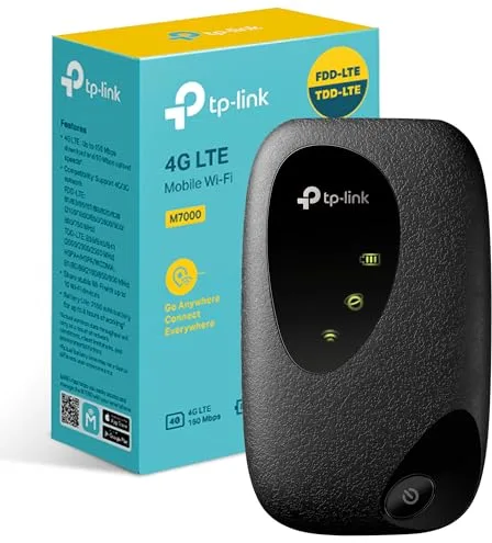 TP-Link M7000 - Router 4G móvil, WiFi MiFi 4G Cat4,150 mbps, Batería 2000 mAh, Conexiones hasta 10 Dispositivos
