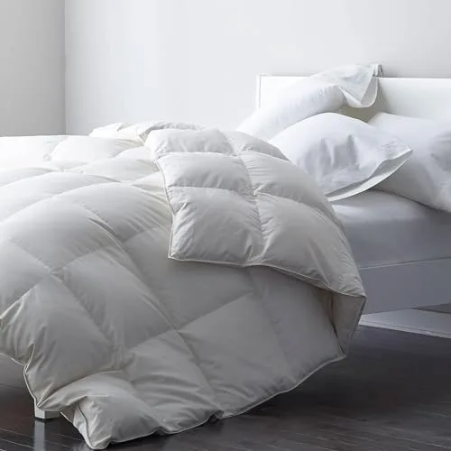 DWR Edredón Nórdico de Plumas para Cama 150/160, Edredón de Plumas y Plumón, 100% Algodón Orgánico, Ligero, Suave, para 4 Estaciones,300 g/m²(Blanco, 220x240cm)