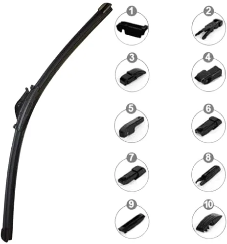 AUTOZOCO Escobilla limpiaparabrisas multi adaptador, Escobilla coche, limpiaparabrisas delantero, compatible con la mayoría de vehículos, Fácil instalación, Incluye 10 adaptadores, Longitud 47.5 cm