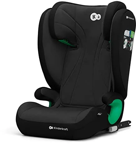 kk Kinderkraft JUNIOR FIX Silla coche Isofix, I-SIZE, Isofix, Silla coche bebé, Silla coche para niños, Sillade, Cinturón, Universal para coche, Grupo 2/3, de 15 a 36 kg, Negro
