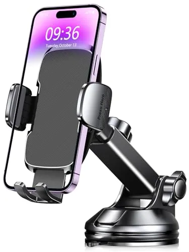 CIRYCASE Soporte Movil Coche, [Succión Ultra Potente] Suporte Telemovel Carro Universal, Parabrisas & Salpicadero Porta Movil Coche para Teléfonos de 4-7", Operación Sola Mano & Amigable Manos Libres
