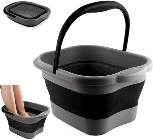 DoroSun - Bañera de hidromasaje plegable para pies con masajeador de puntos de acupuntura para la circulación, palangana inflable de plástico, cubo plegable para remojo de pies, cuenco para baño de