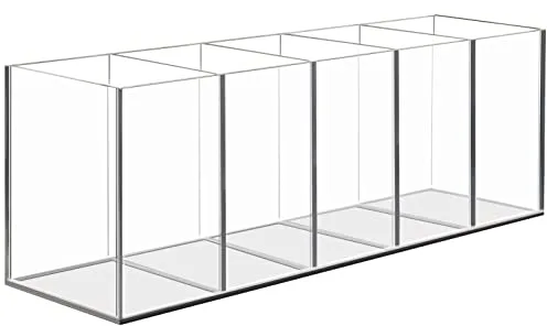 Uquelic Portalápices de Acrílico Transparente, 5 compartimentos Organizador Multifuncional para Escritorio, Soporte para Bolígrafos, Lápices y Brochas de Maquillaje
